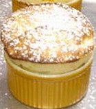 Apricot souffle with cream