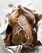 The bird, roasted in parchment (foil)