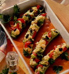 Zucchini stuffed with vegetables