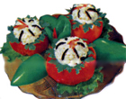 Tomatoes stuffed with meat salad