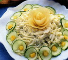 Vitlufa salad with cucumber and eggs