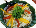 Salad vitlufa with crabs
