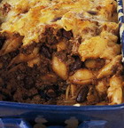 Casserole with pasta, beans and cheese