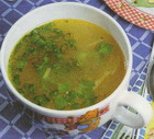 Warzyw zupa z jajkiem i zielenie
